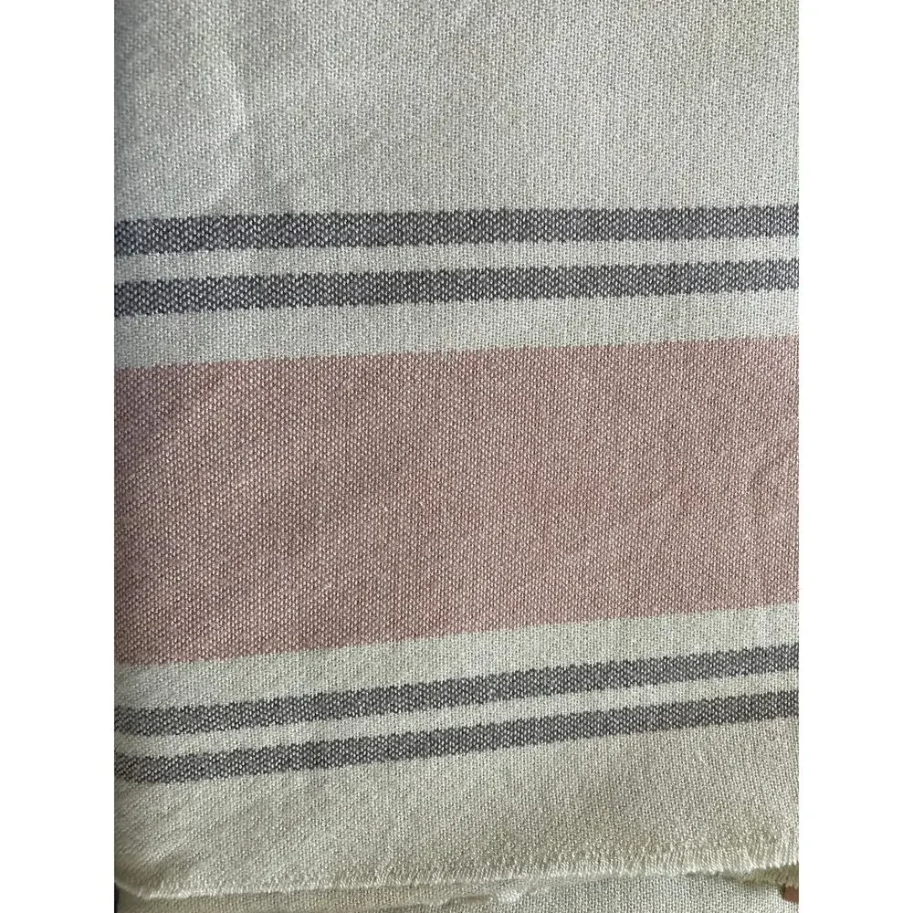 NWT Siizu Causebox blush pink/grey/cream stripe poncho scarf shawl, one size - Picture 10 of 12